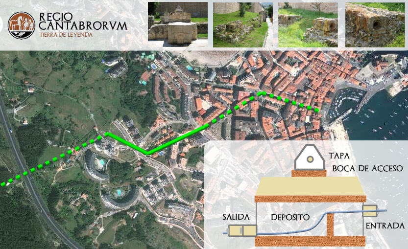 Infografía del acueducto romano de Flaviobriga