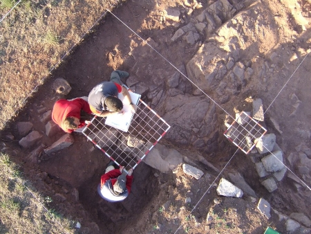 Fotografia aérea tomada por Lino Mantecón en una de las excavaciones que coordinó