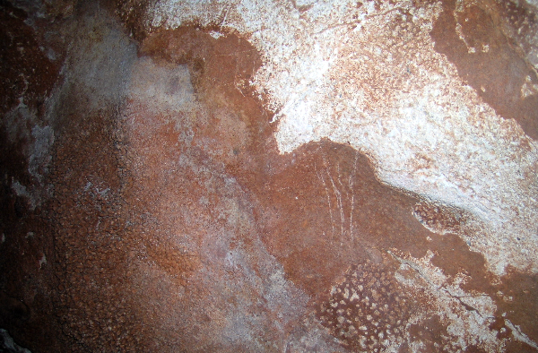 Cuadrúpedo grabado en la cueva de Los Moros. Fotografía: GAEM Arqueólogos