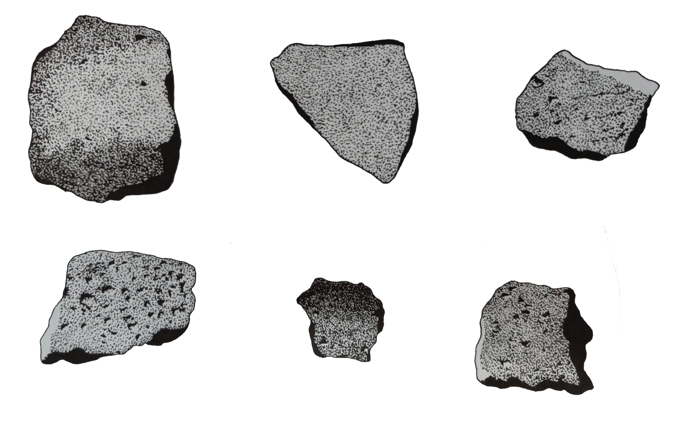 Dibujo de los fragmentos cerámicos encontrados por Fraile. Fuente: "Catálogo de castros cántabros" (2004)
