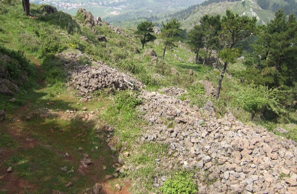 Derrumbe de muralla en el castro de Castilnegro. Fotografía: Lino Mantecón Callejo