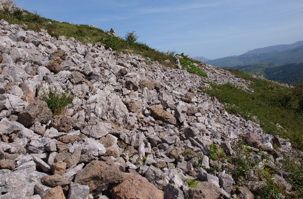 Derrumbe de muralla en el castro del Pico Mizmaya. Fotografía: Rafael Bolado del Castillo