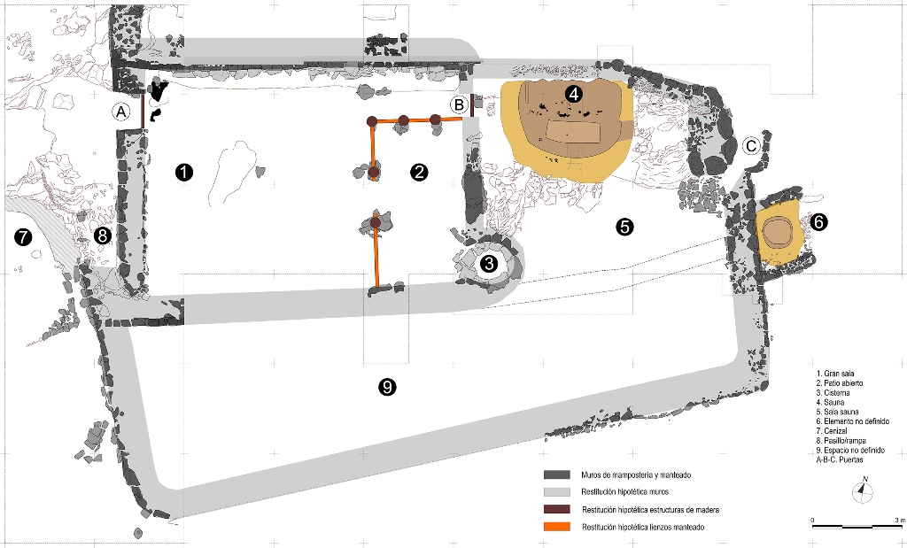 Estructura de la sauna castreña en el oppidum de Monte Ornedo. Fuente: Munibe