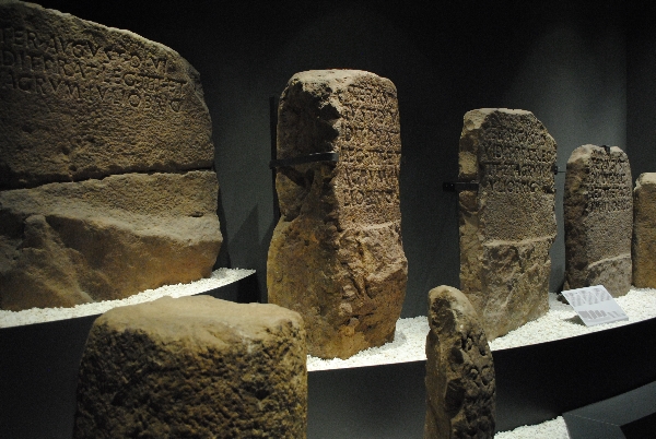 Hitos augustales de Valdeprado y Valdeolea en la sede del MUPAC. Fotograf&iacute;a: Miguel L&oacute;pez Cadavieco