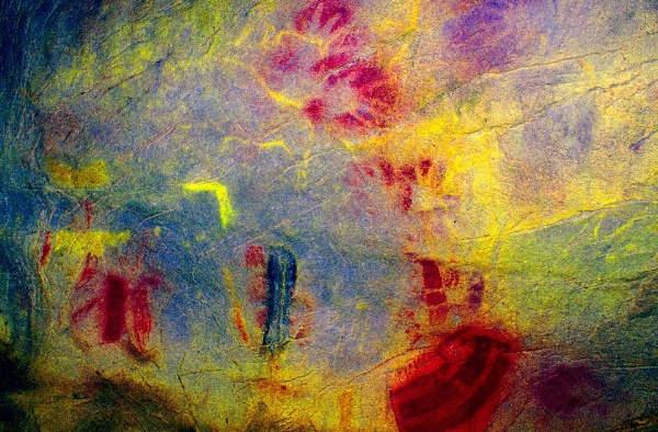 Panel de las manos en la cueva del Castillo visto a trav&eacute;s de SIGAREP. Fuente: Sergio Ripoll L&oacute;pez