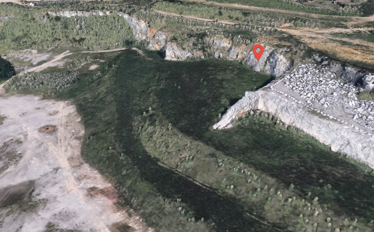 Ubicación exacta de donde se encontraba la cueva de La Pila. Fuente: Google Earth